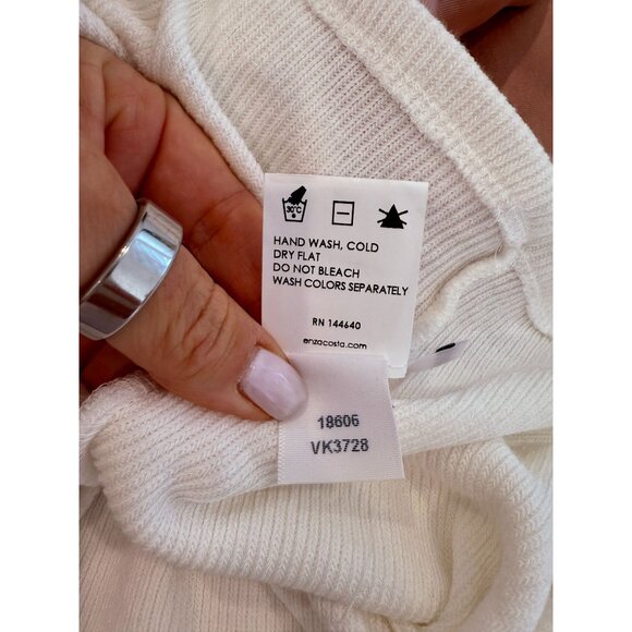Enza Costa White Off Shoulder Foldover Ribbed Sweater NWOT - Size M - Picture 5 of 8